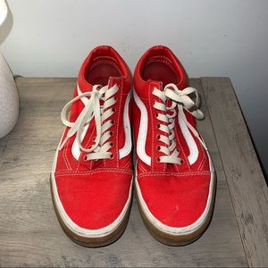 Size 8 Womens or Size 6.5 Mens Red Vans Sneakers
